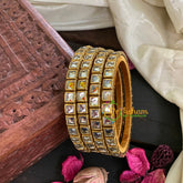 Thin Silk Thread Kundan Bangle-Glassy-G4930